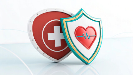 Fototapeta premium Health Heart Protection Shields symbolize safety medical care vibrant