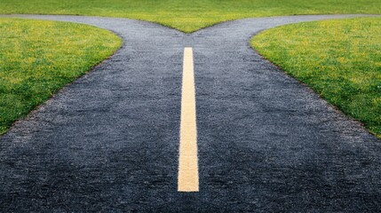 A crossroads branching into multiple paths symbolizes the many choices in life. Defining your own life path without being pressured by society or others.