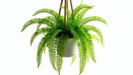 Hanging Boston Fern Isolated On White