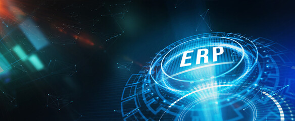 Business, Technology, Internet and network concept. Enterprise resource planning ERP concept.  3d illustration