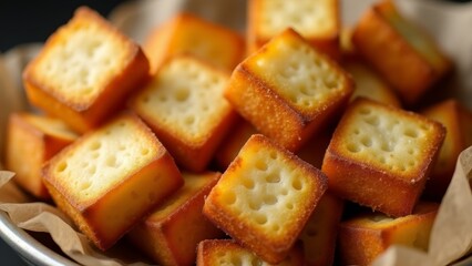 Pile Of Small Square Bread Croutons