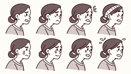 Sad Woman Cartoon Crying Injured Headache Bandage Emotions Vector Illustration