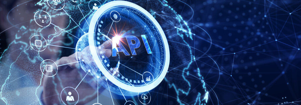 API - Application Programming Interface. Software development tool. Business, modern technology, internet and networking concept.