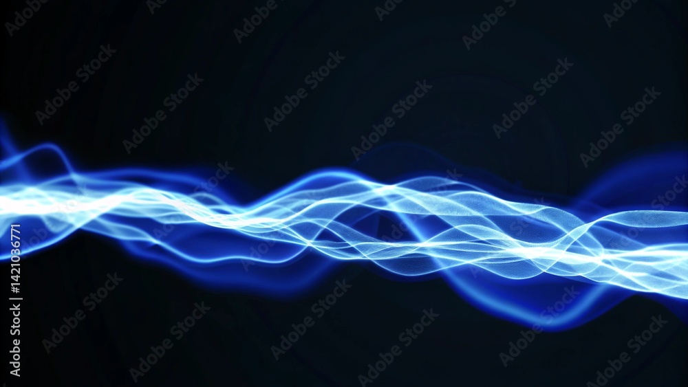 Poster abstract magic light blue background, glowing particles swirling in motion with ethereal sparkles, d