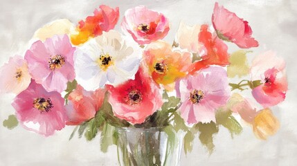 Watercolor Poppies A Bouquet of Soft Hues