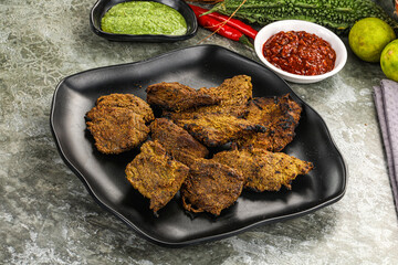 Grilled beef barbecue with spises