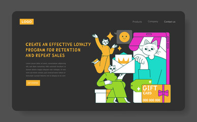 Product Marketing Cat. Flat Vector Illustration