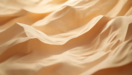 Obraz premium Soft, flowing, light beige fabric texture. A close-up view of folds and curves