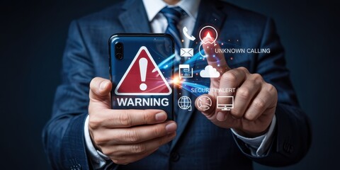 Smartphone warning of unknown calling activity.
