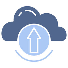 Cloud Upload Flat Blue Icon