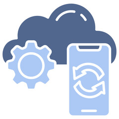 Data Synchronization Flat Blue Icon