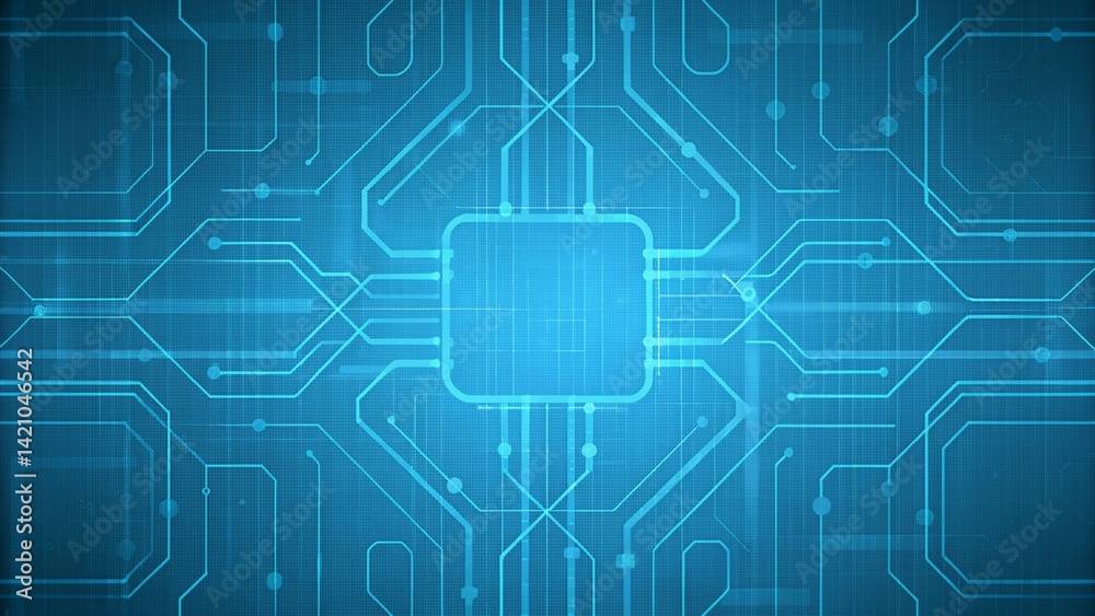Aufkleber Blue abstract circuit line technology background, futuristic connection processor with copy space, communication cyber space background, digital innovation network data transfer design