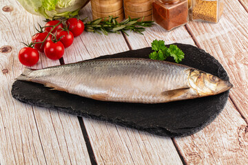 Raw whole salted herring fish