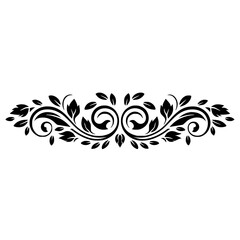 Elegant Black Floral Ornament Vector, Decorative Scrollwork Design