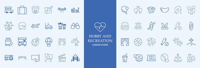 Hobby and Entertainment linear icon collection. Hobby, and Entertainment icons. Thin line icons collection. Vector illustration