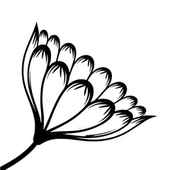 Elegant Black and White Flower Illustration, Vector Art