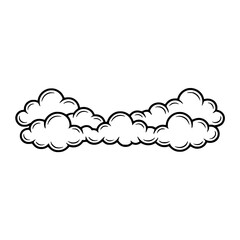 Comic Cloudscape: Bold Black Outline on White Background