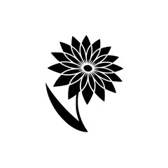 Geometric Black Flower Logo on Gradient Background