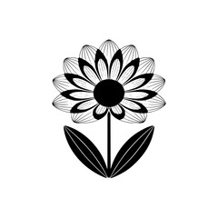 Minimalist Flower Silhouette: Black & White Vector Design