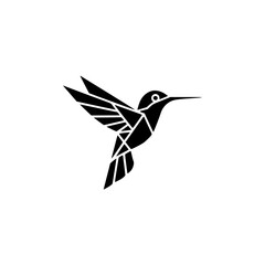 Geometric Hummingbird Logo: Minimalist Black & White Design