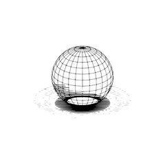 Minimalist Line Art Globe with Shadow, Graphic Design