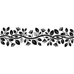 Elegant Black Floral Border on White, Minimalist Design