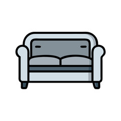 Sofa with Cushion Arms Icon Design