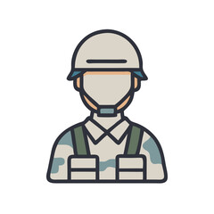Soldier Wearing Helmet and Uniform Icon Design