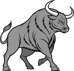 black and white vector illustration of a bull