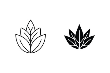 Minimalistic Leaf Vector Set Featuring Line Art And Solid Black Design