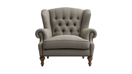  Traditional wingback chair in textured grey tweed
