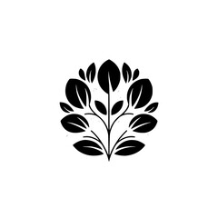 Minimalist Leafy Tree Logo Design in Grayscale, Modern Botanical Style