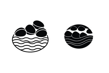 Zen Stones On Water Graphic Vector Illustration For Meditation And Spa Design