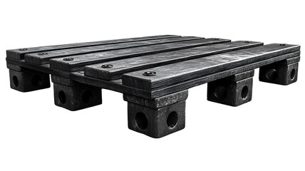 black wooden pallet on transparent background
