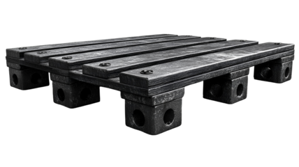 black wooden pallet on transparent background