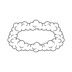 Cartoon Cloud Frame/Halo, Simple Black Outline on White