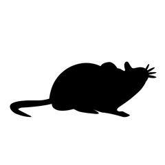 black silhouette rat set icon vector
