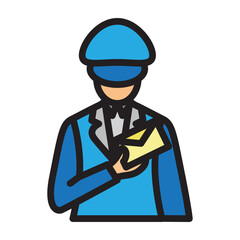 Mail Carrier Saluting Vector Filled Icon Design