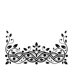 Fototapeta premium Black & White Floral Border Ornament - Elegant Vector Design for Decor