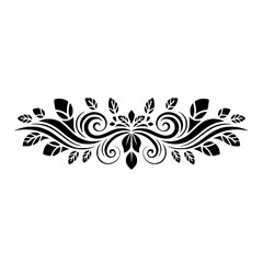 Elegant Black Floral Divider, Swirls and Leaves Design