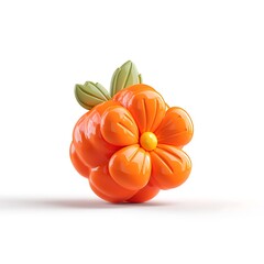 3D Orange Flower Fruit Isolated on White