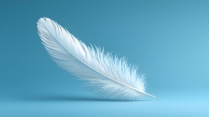 Obraz premium White Feather on Blue Background: A Minimalist 3D Render