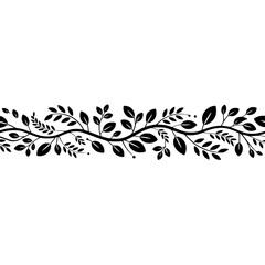 Elegant Black Leafy Border on White, Minimalist Nature Vector
