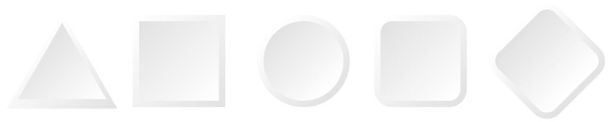 Button set of geometric shape | 3d button shape abstract design with glow metallic neon | Modern presentation icon set for banner, flyer, texture, futuristic, signal design with white color