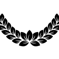 Black Leaf Wreath on White Background, Decorative Design Element