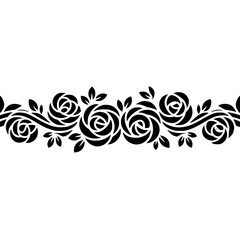 Elegant Black Floral Border on White Background