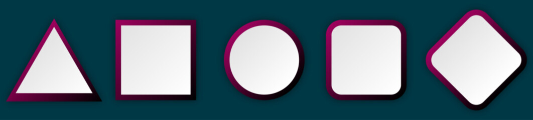 Button set of geometric shape | 3d button shape abstract design with glow metallic neon | Modern presentation icon set for banner, flyer, texture, futuristic, signal design with fandango-black color