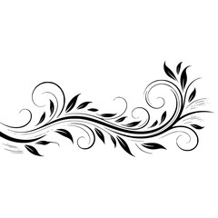Elegant Black Floral Swirls on White Background
