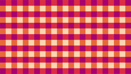 Gingham wallpaper in sunset tones creates soft, serene decorative backgrounds.