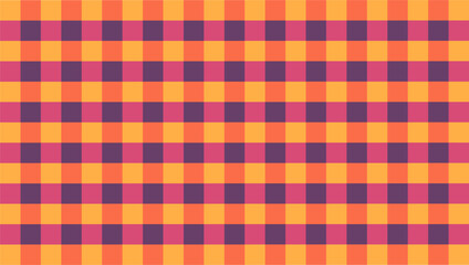Gingham backgrounds radiate sunset charm in decorative wallpaper designs.